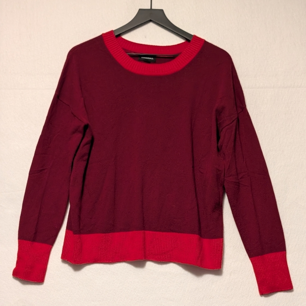 Summersalt Coziest Cashmere & Wool Burgundy Red Crew Neck Sweater Classic Medium